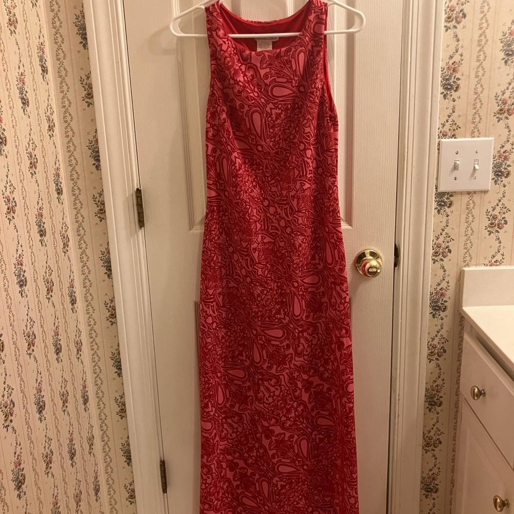 Jonathan Martin Red and Pink Maxi Dress